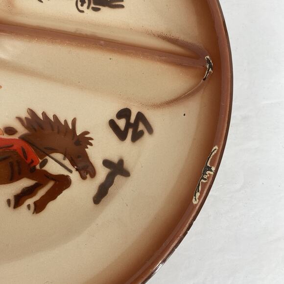 Fred Roberts Antique Western Enamelware Divided Dinner Plate - Picture 2 of 8